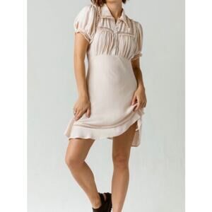 Free People Womens Warm Glow Petal Bloom Lace Pink Mini Dress Large NWT